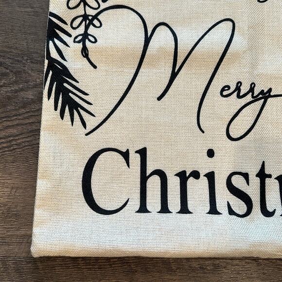Merry Christmas Indoor/Outdoor Holiday Neutral Pillow Cover NWOT - Picture 4 of 7